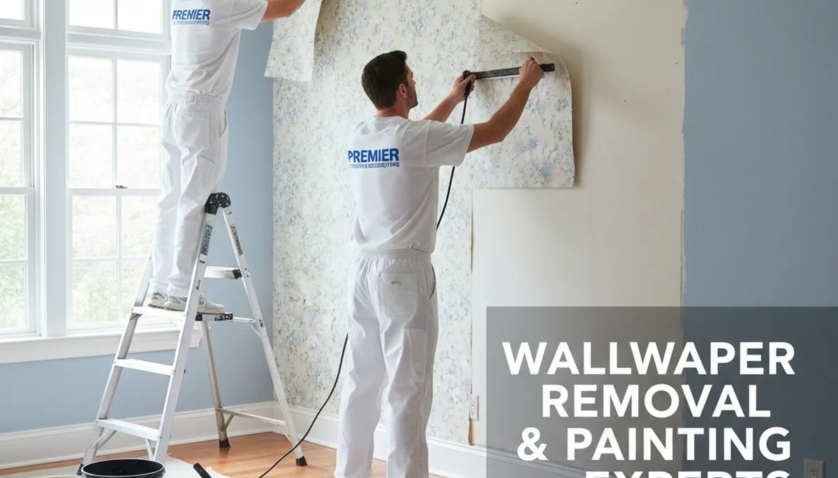 Modesto, CA painters removing wallpaper to prepare walls for a smooth finish